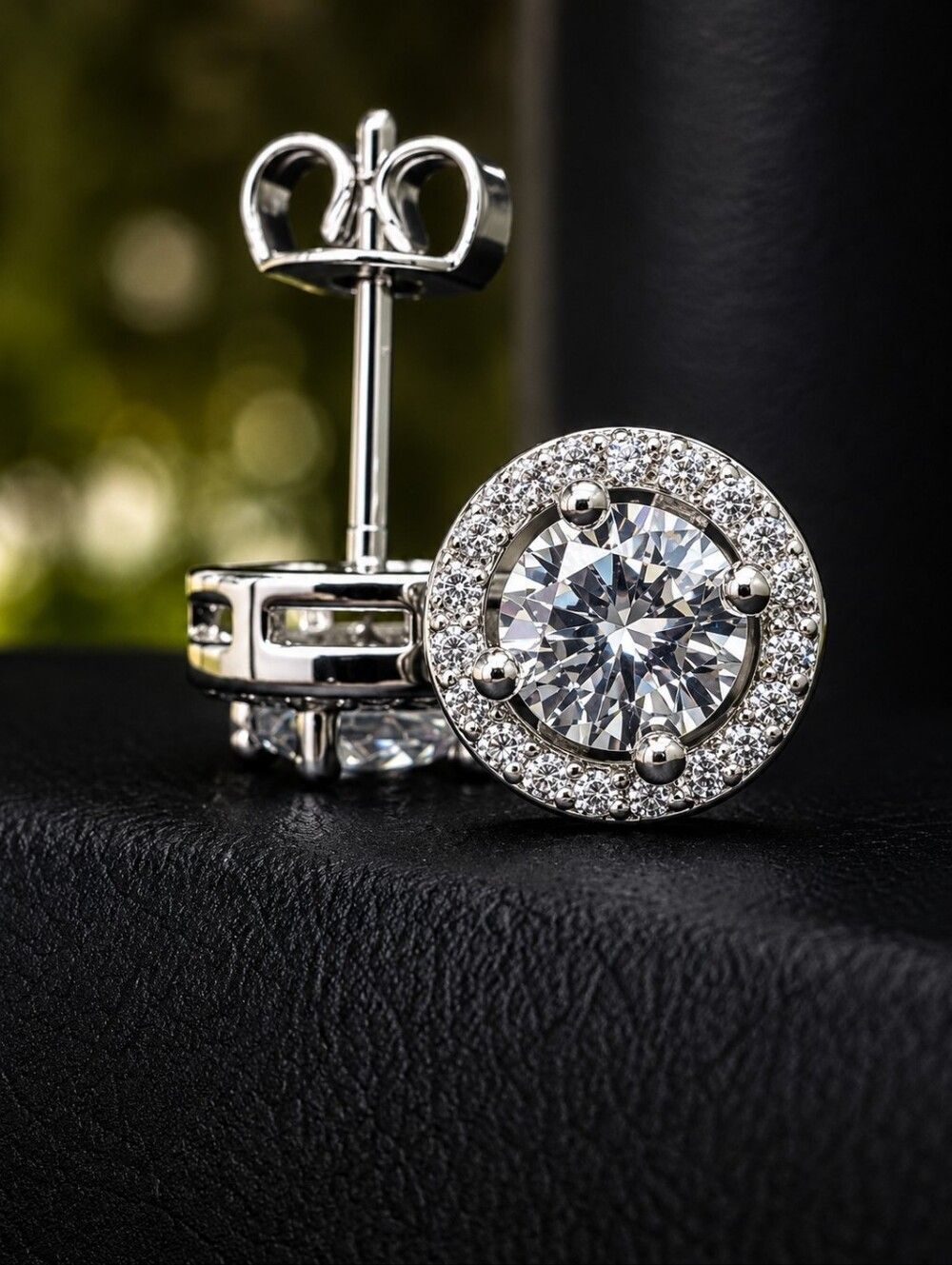 Silver Halo Bling Stud Earrings